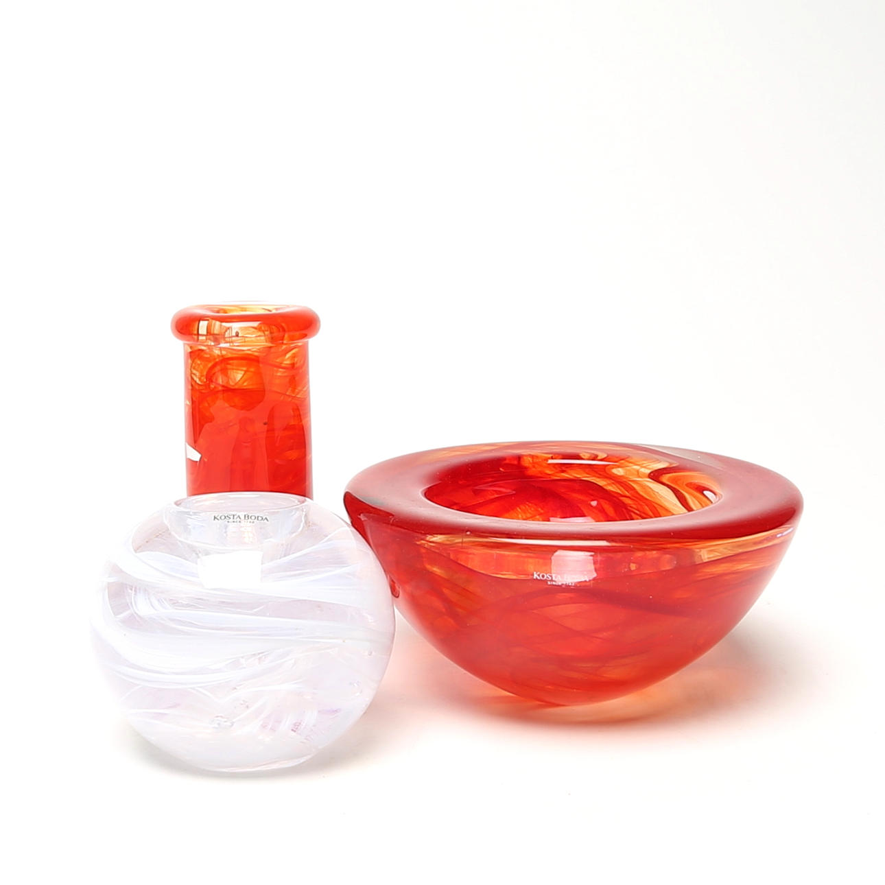 GLASS OBJECTS, 3 pcs, Kosta Boda Atoll.
