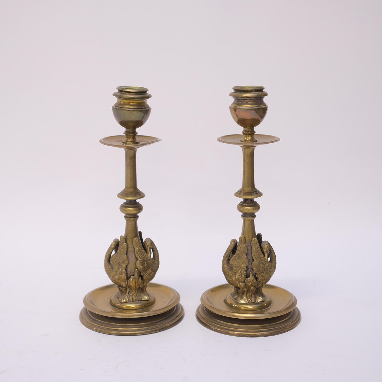 CANDLESTICKS, A PAIR, BRASS.