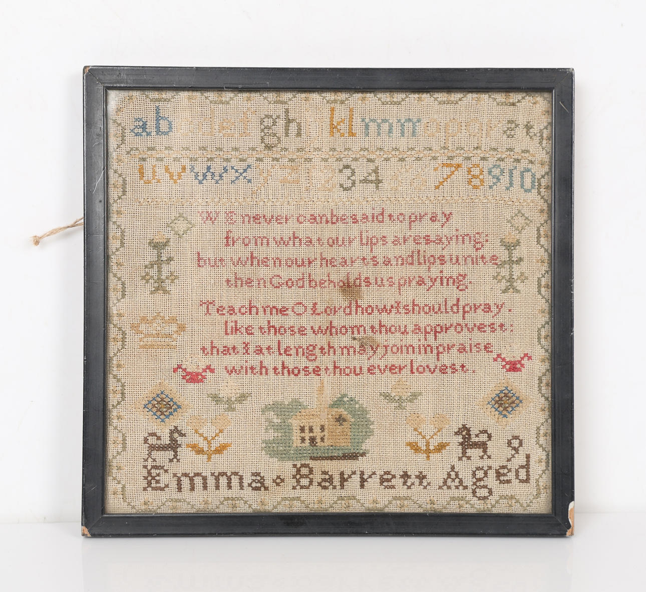 A 19TH-CENTURY NEEDLEWORK SAMPLE.
