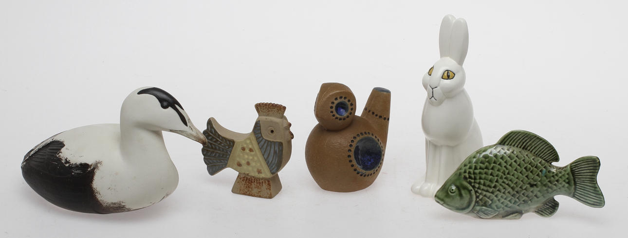 FIGURINER, 5 st, bland annat Lisa Larson och Paul Hoff.