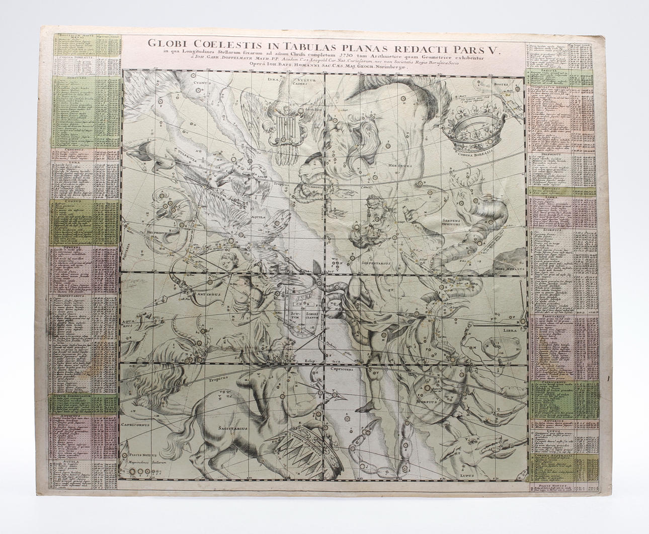 GRAFISKT BLAD. Himmelskarta, daterad 1730. Senare avdrag.