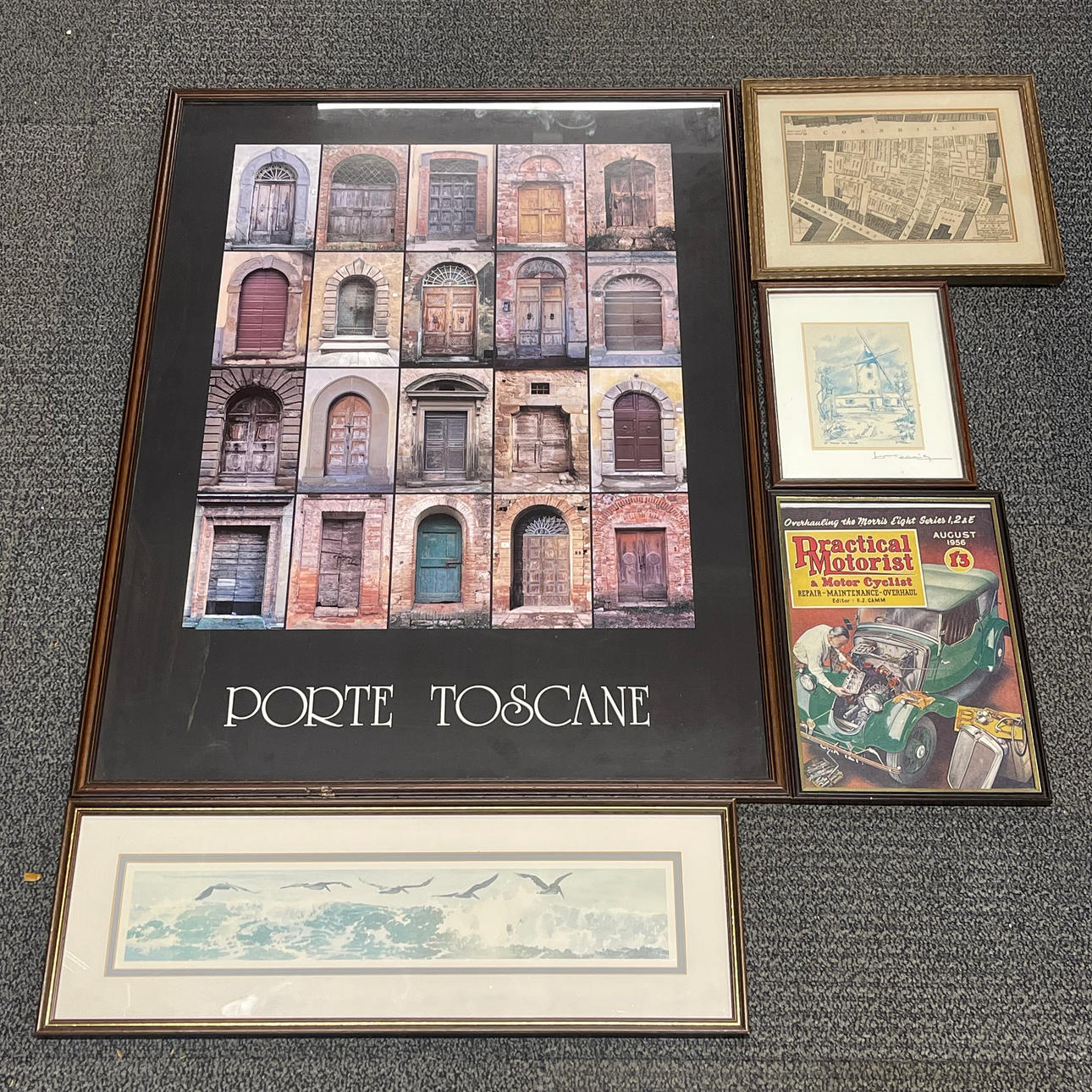 FIVE FRAMED PICTURES.