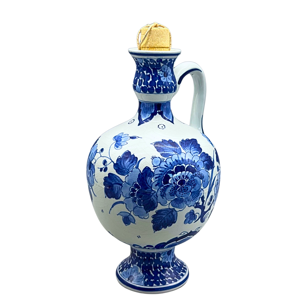 PORCELAIN JUG WITH CORK STOPPER FROM DELFT.
