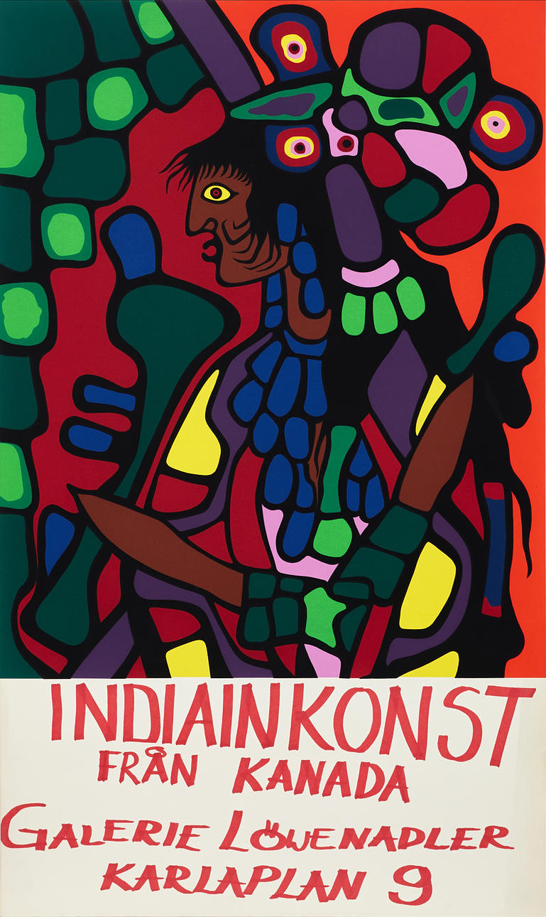 NORVAL MORRISSEAU. Utställningsaffisch, "The Great Mother" Indiankonst från Kanada, Galerie Löwenadler