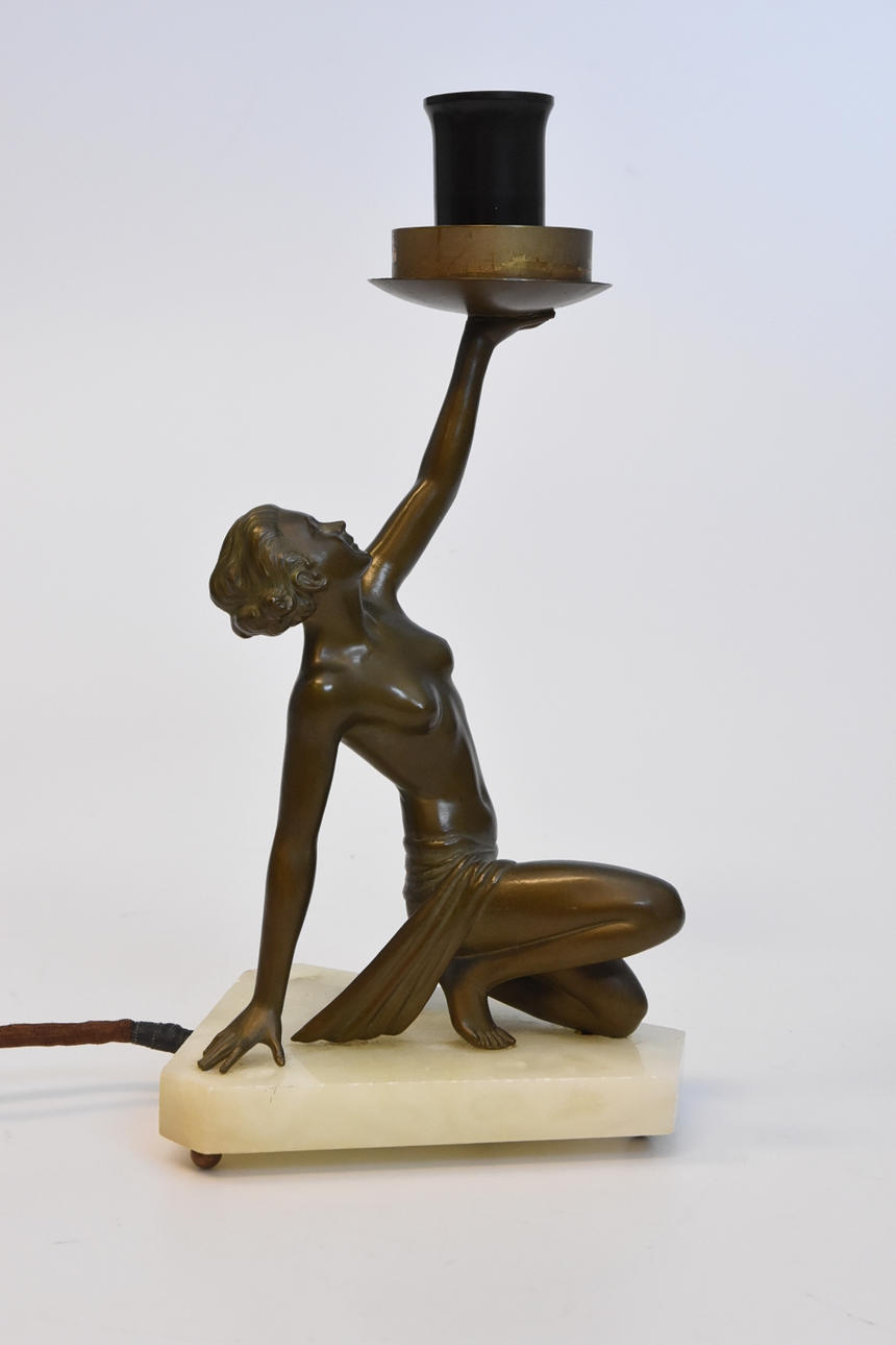 BORDSLAMPA, brons Art deco 1920 tal.