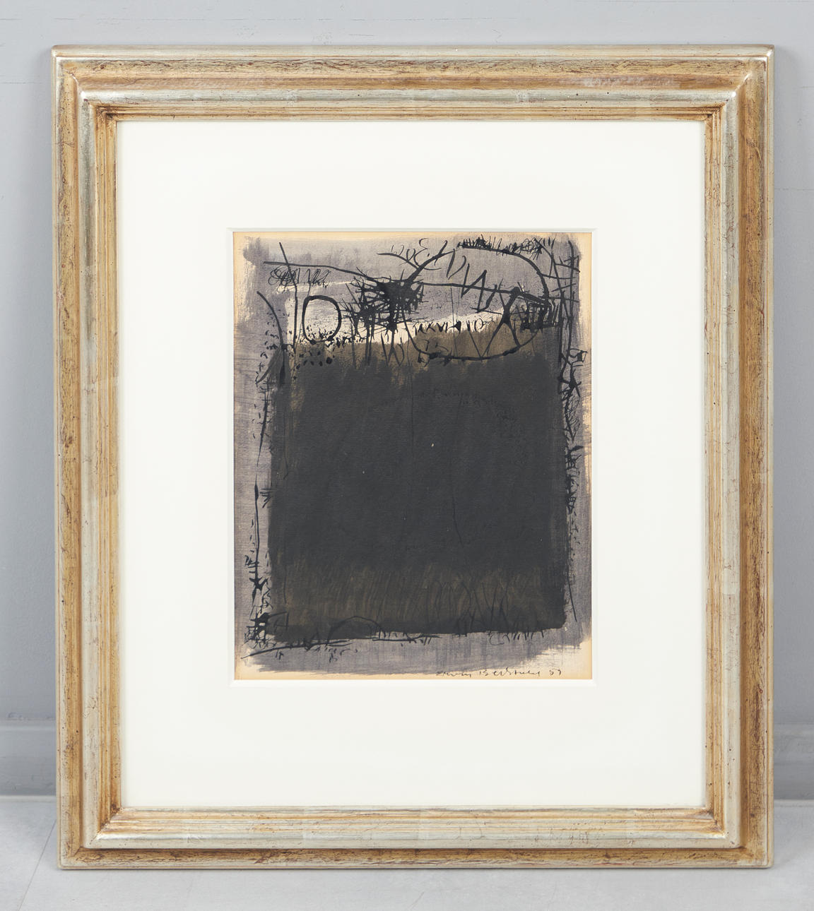 ERWIN BECHTHOLD (1925-2022). Abstract composition in black, mixed media.