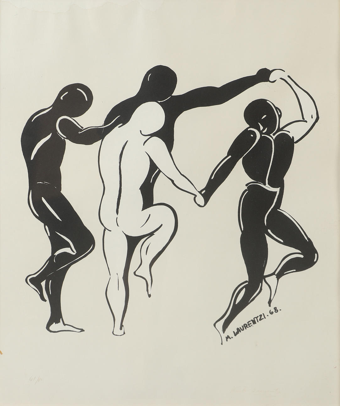 MÄRTA LAURENTZI. Dancing figures, lithograph, signed.