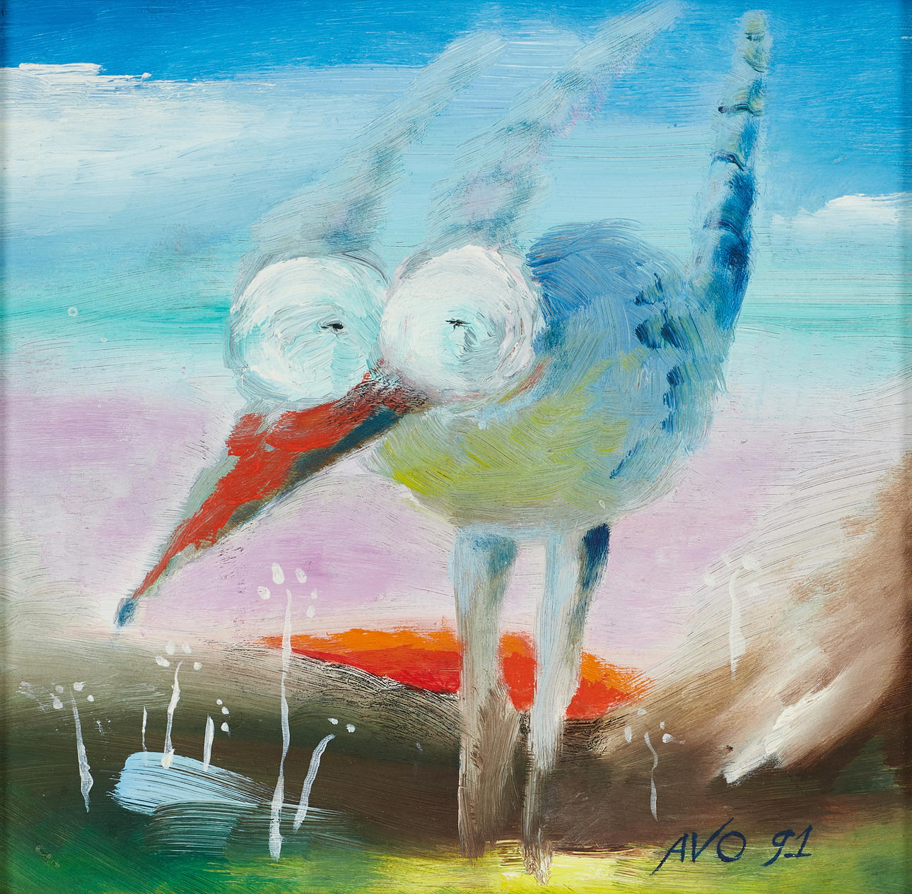 AVO PAISTIK (Estland, 1936-2013), Figurkomposition, signerad Avo -91, olja på pannå