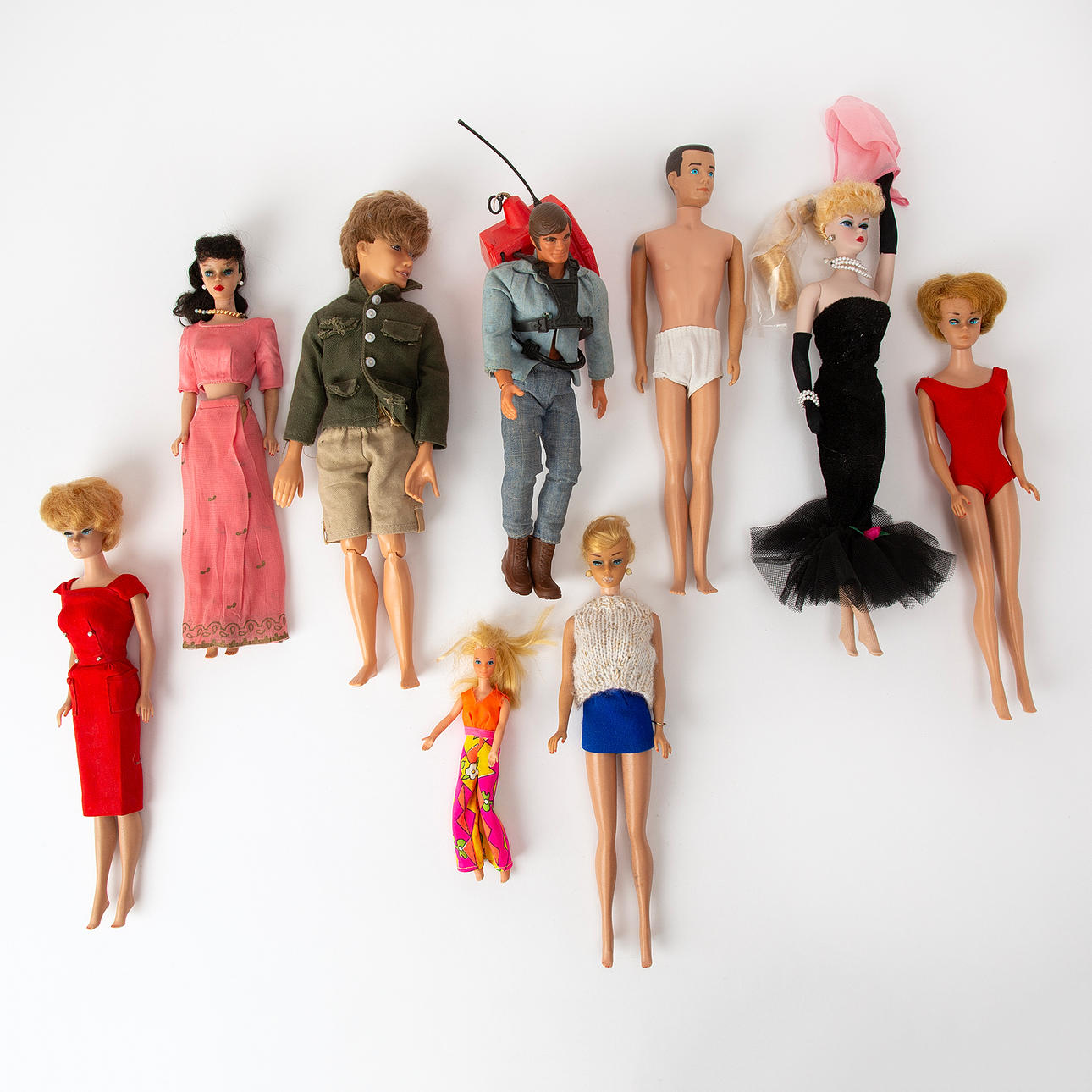 MATTEL INC. Barbie dolls, nine pcs.