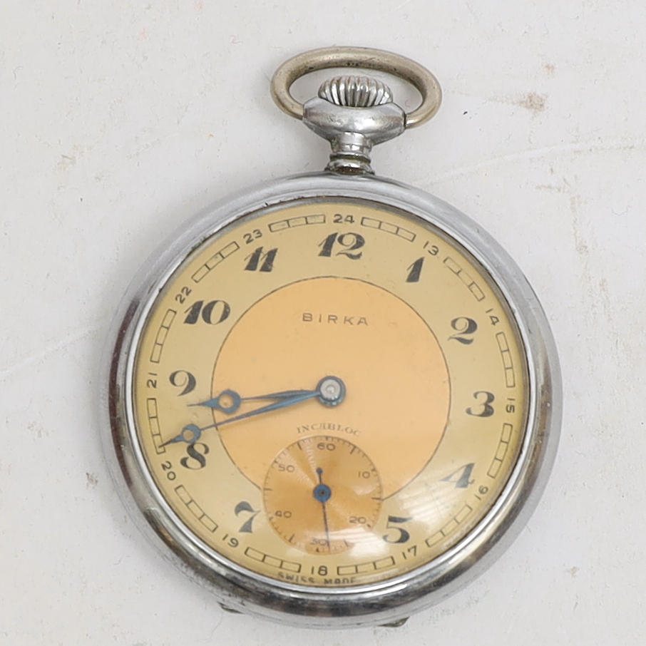 POCKET WATCH, "Birka" silver-plated case.