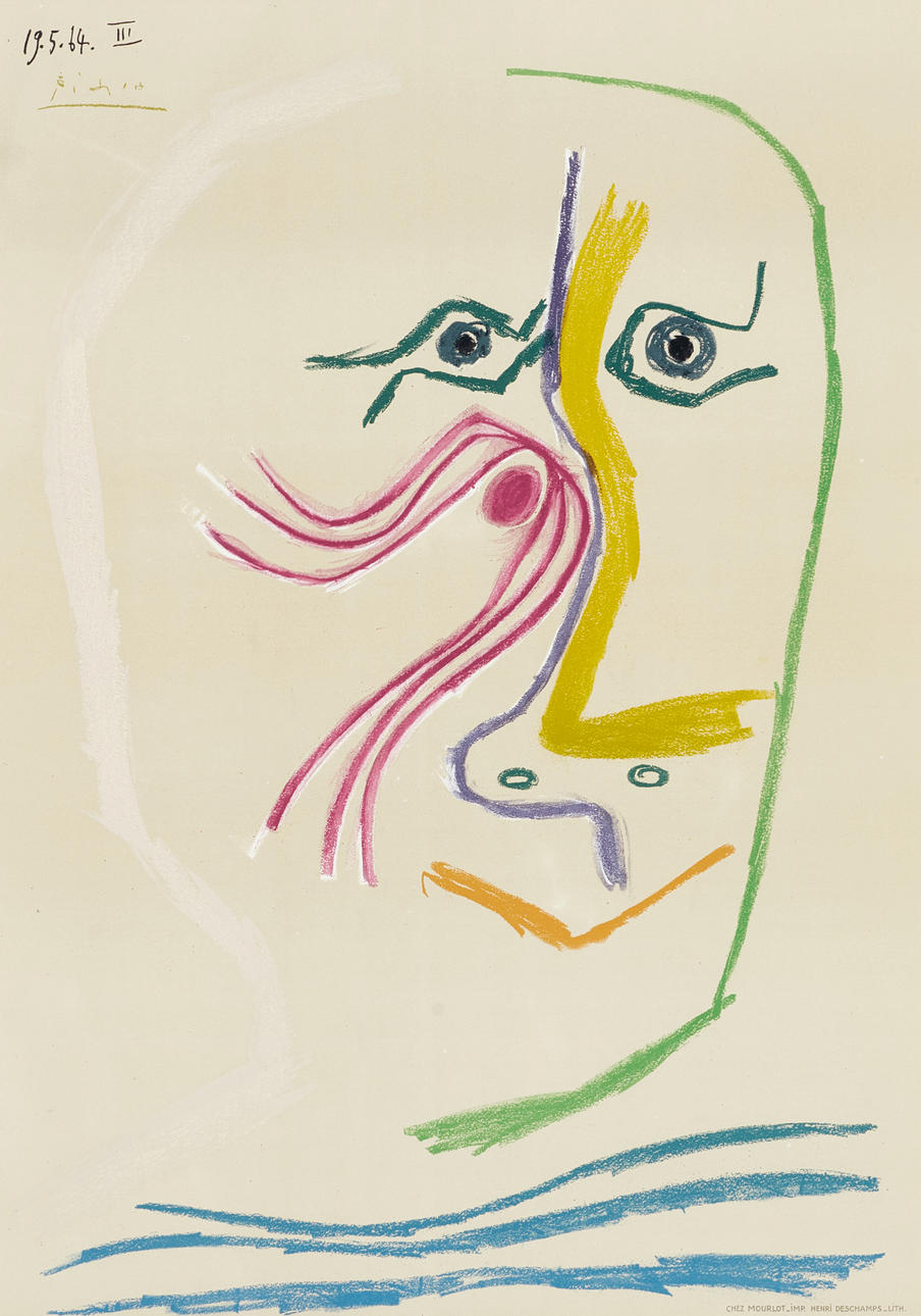 PABLO PICASSO. Utställningsaffisch, "Hommage a René Char", 1969, Musée d'Art Moderne de Céret, Mourlot