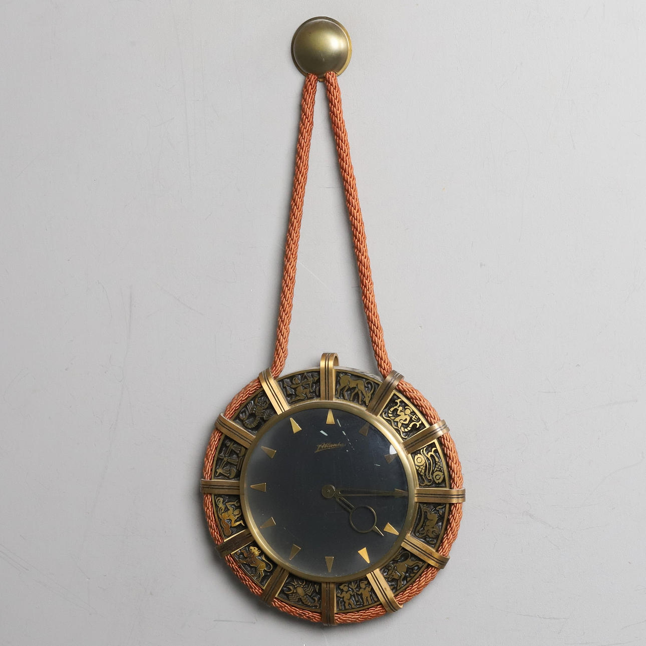 WALL CLOCK. Brass, Atlanta, 1960s.