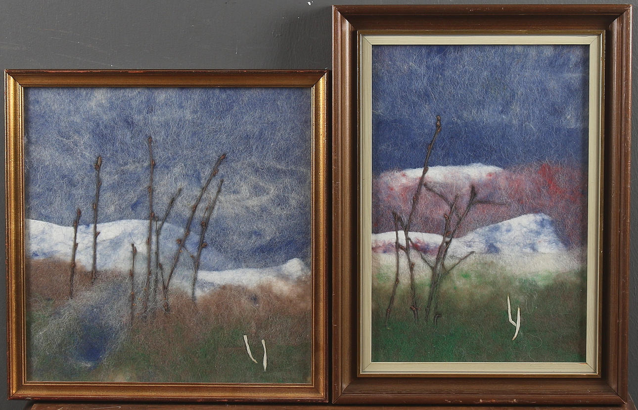 LISA JOHANSSON. 2 st, Vintermotiv, tovad ull, signerade.