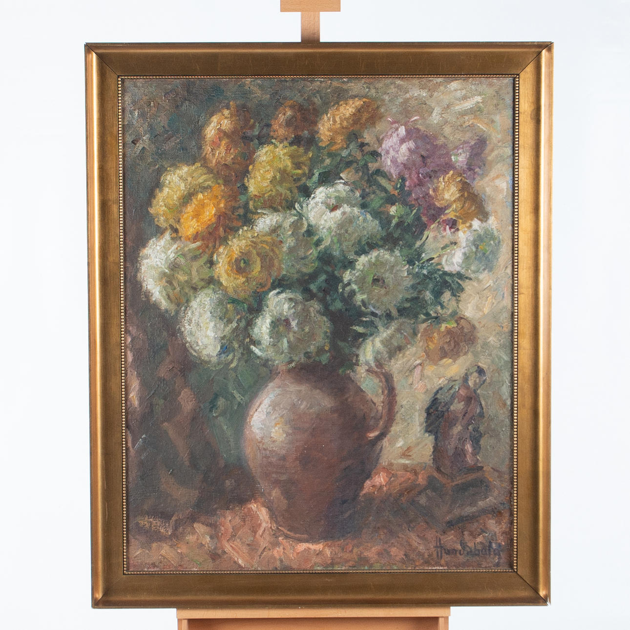 OIDENTIFIERAD KONSTNÄR. OIL ON CANVAS, STILL LIFE.