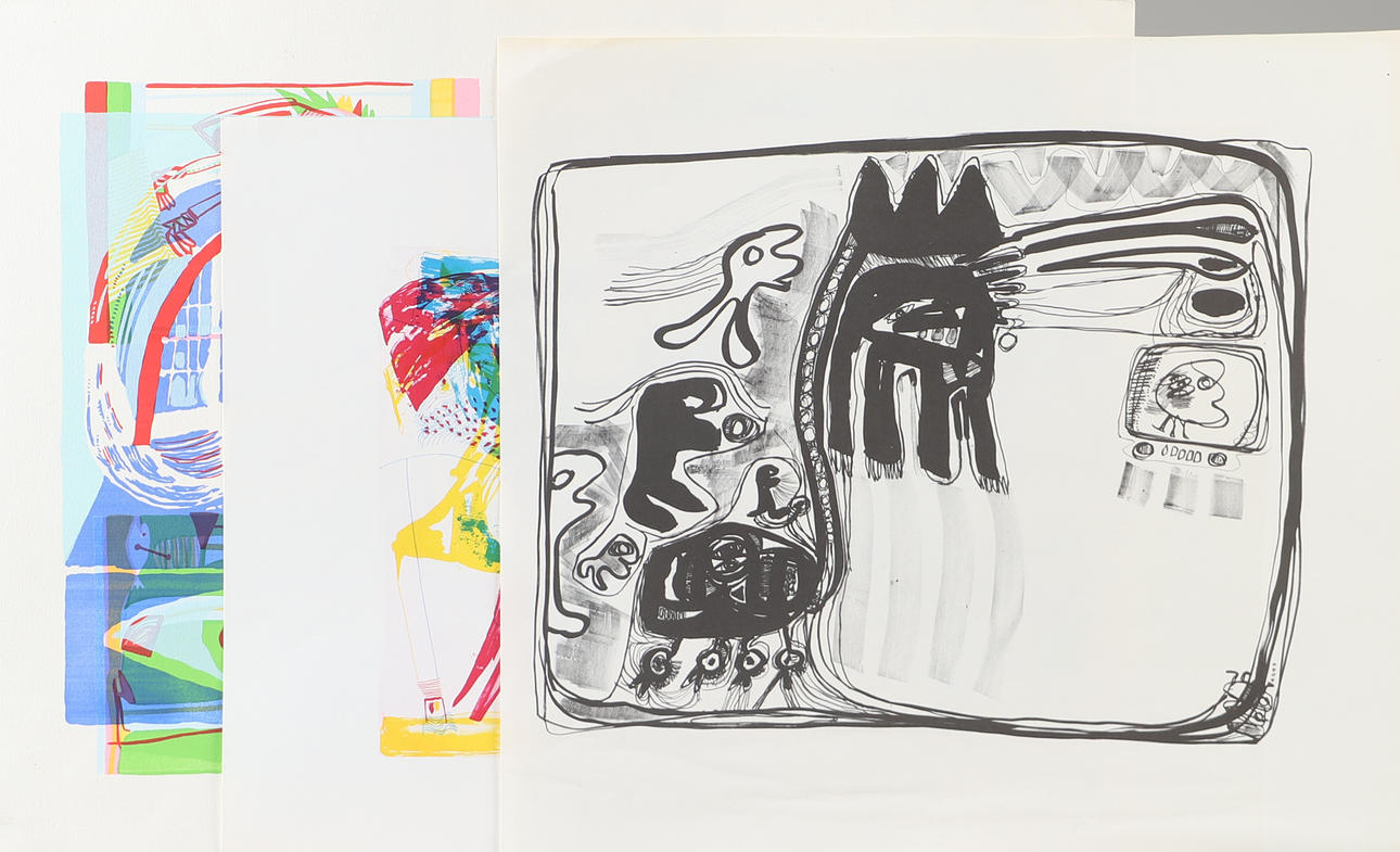 LIS ZWICK. Compositions, 3 pieces, lithographs, one signed -77.