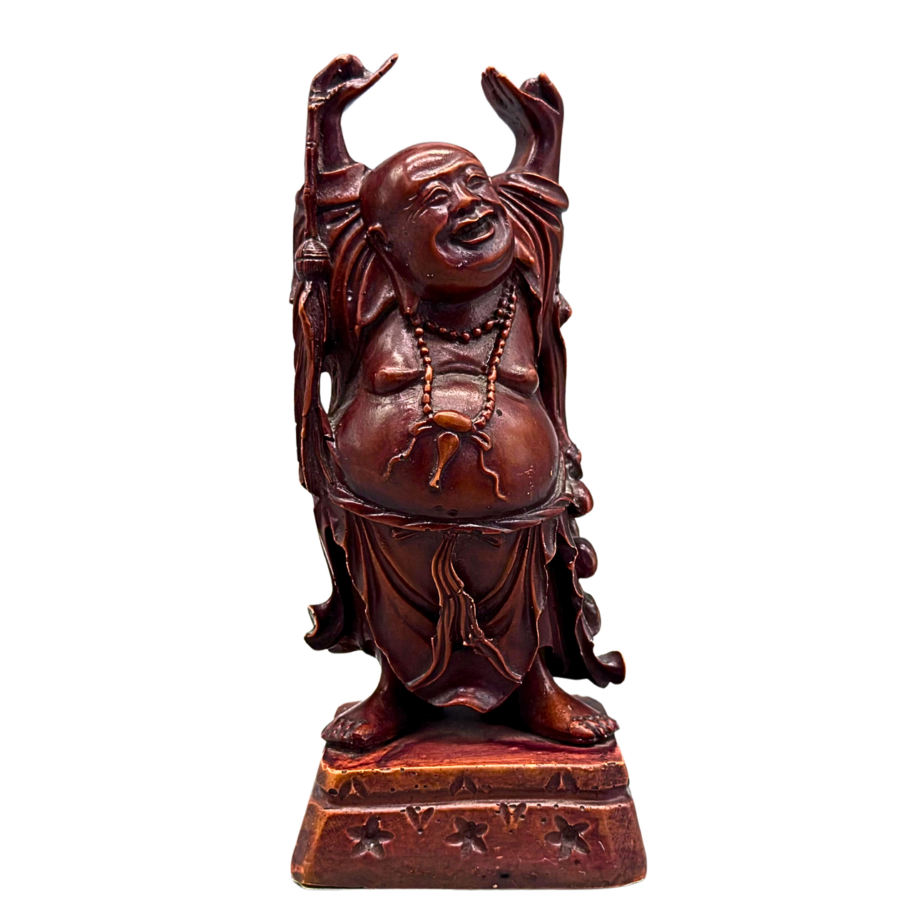 LAUGHING BUDDHA STATUE IN ROSEWOOD.