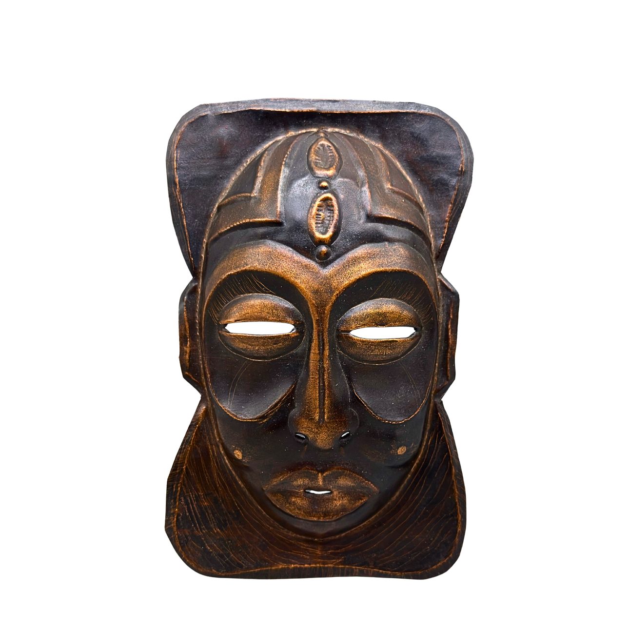 WEST AFRICAN METAL WALL MASK.