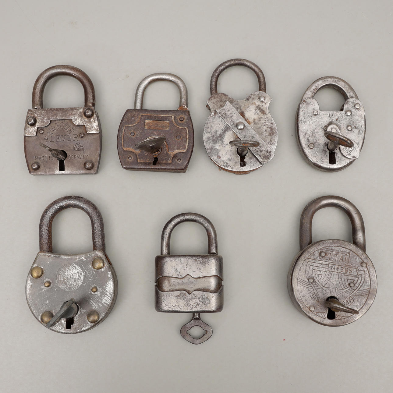 PADLOCKS, 7 pcs, 19th/20th century.