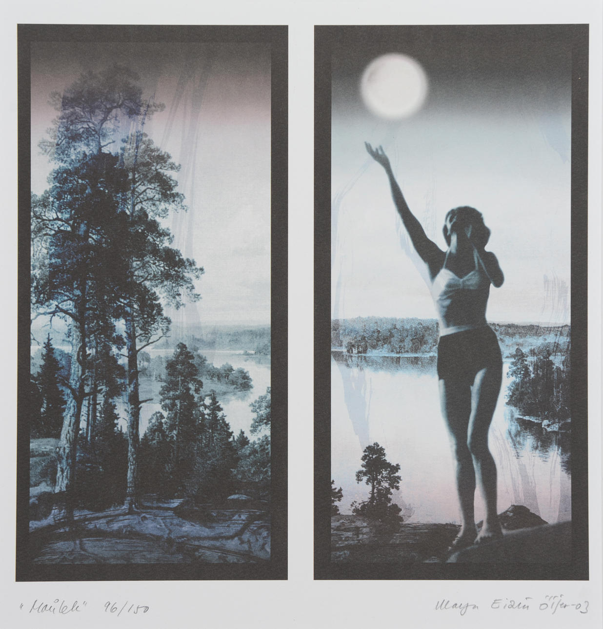 MAYA EIZIN ÖIJER. "Månlek", colour lithograph, signed, numbered 9/150, dated -03.