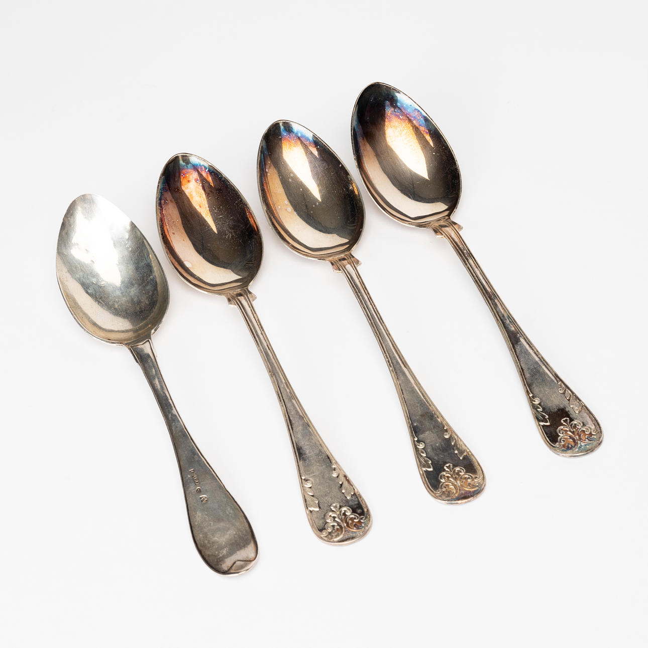 SPOONS, 4 pcs, silver, GAB and GADD.