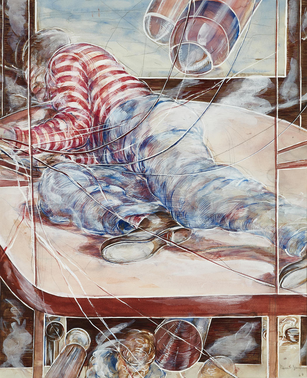BERNT JONASSON (1936-2014). "Welder", signed, dated -67, mixed media.
