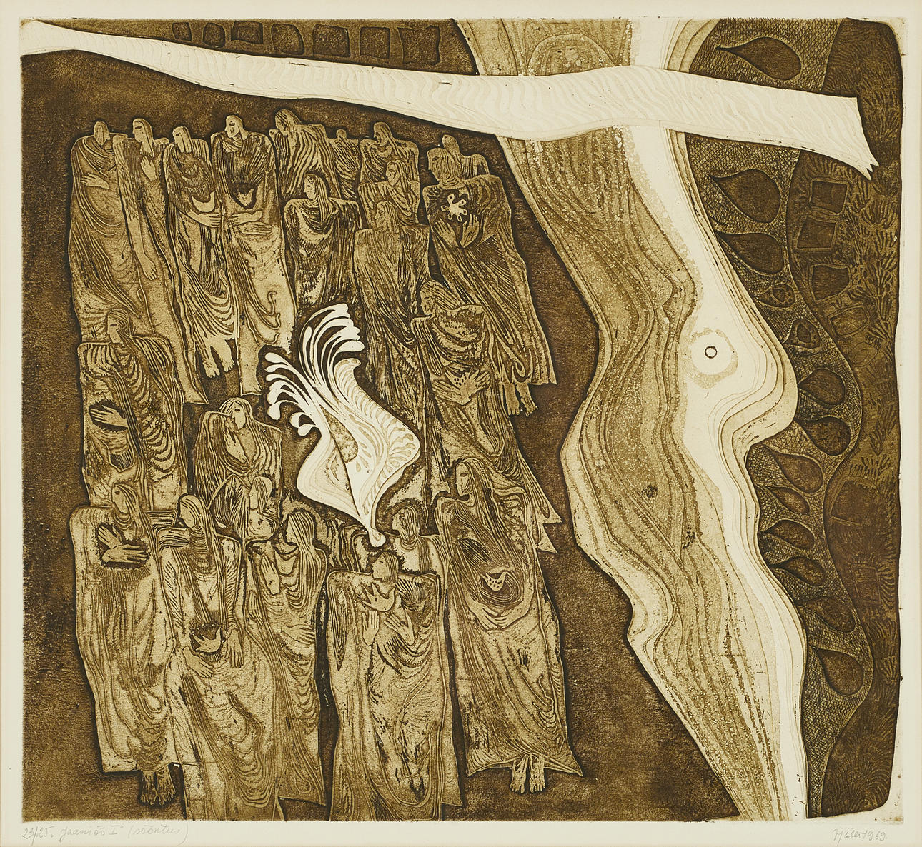 VIVE TOLLI (ESTLAND, 1928-2020). "Jaaniö I" (Midsommarnatt), signerad och daterad 1969, numrerad 23/25