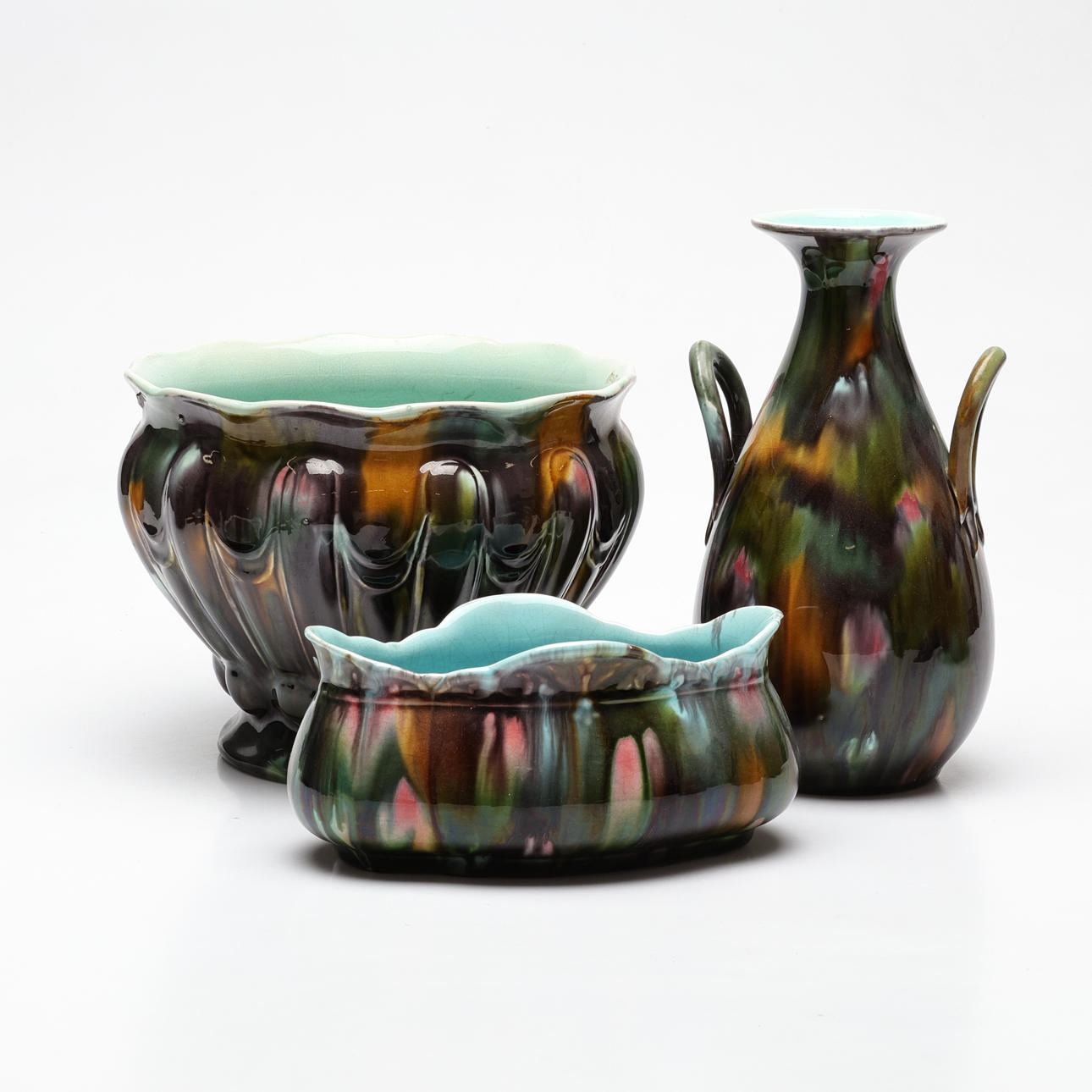 CERAMIC OBJECTS, 3 pieces, majolica, Rörstrand, 19th/20th century.
