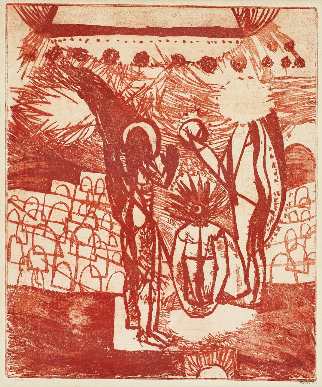 HERMAN TALVIK (ESTLAND/SVERIGE, 1906-1984). "Pärast sunma" (Efter döden), signerad och dateras 1976, träsnitt