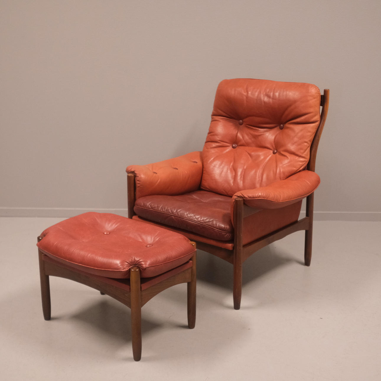 ARMCHAIR WITH FOOTSTOOL, GÖTE MÖBLER, CIRCA 1980.