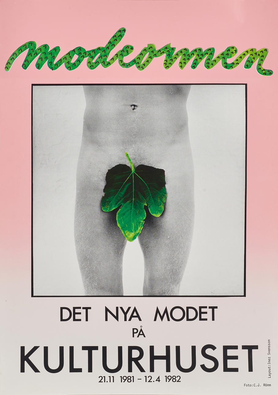UTSTÄLLNINGSAFFISCH, "Modeormen det nya modet", Kulturhuset, 1982, Foto C.J. Rönn Layout Inez Svensson
