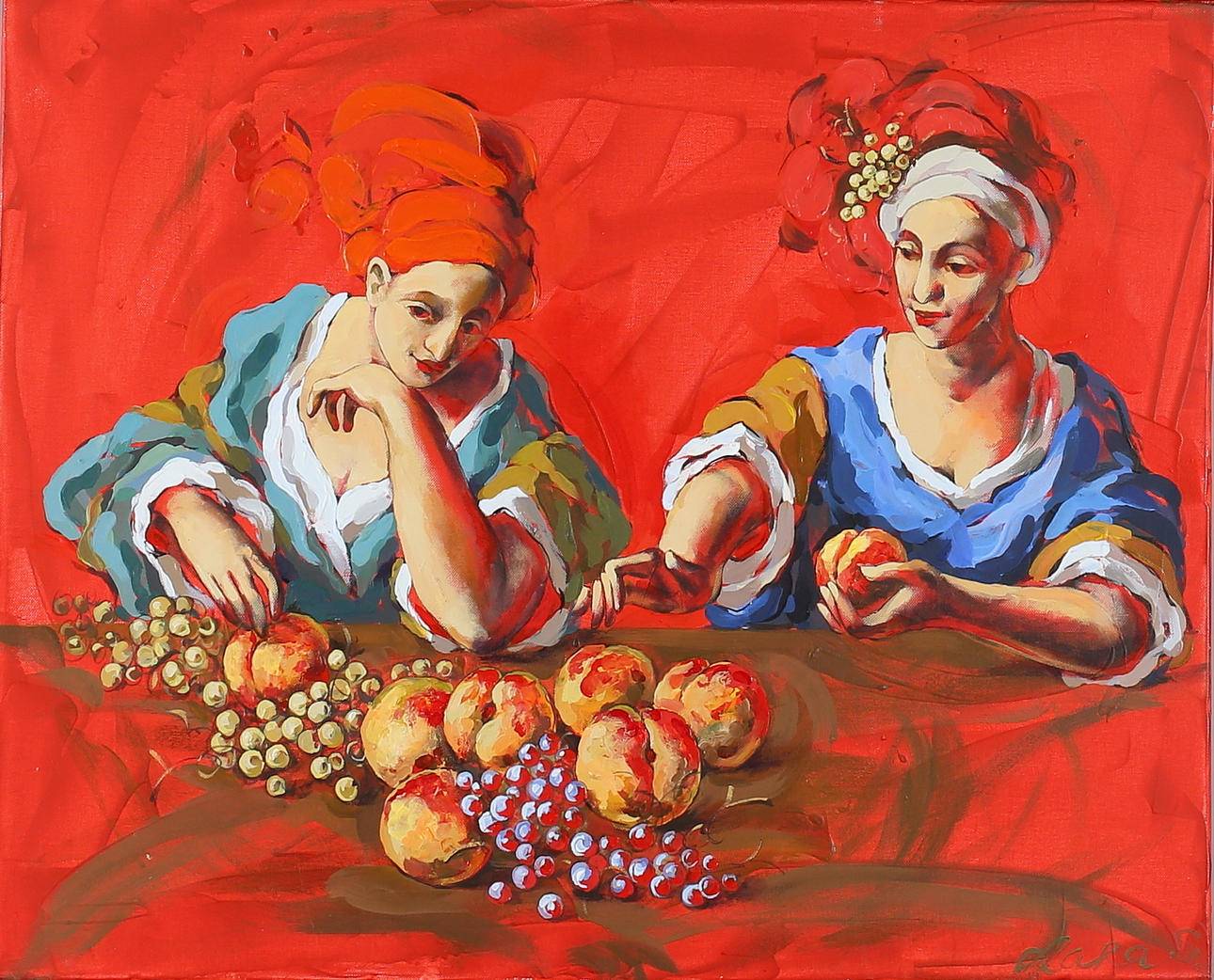 LARA SIMONOF. "C'est pour vivre" , akryl på duk, signerad samt daterad 2008.