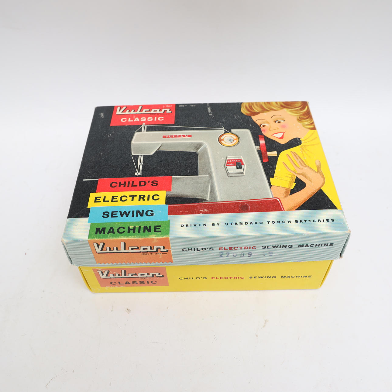 SEWING MACHINE, toy, "Vulcan" in original packaging.