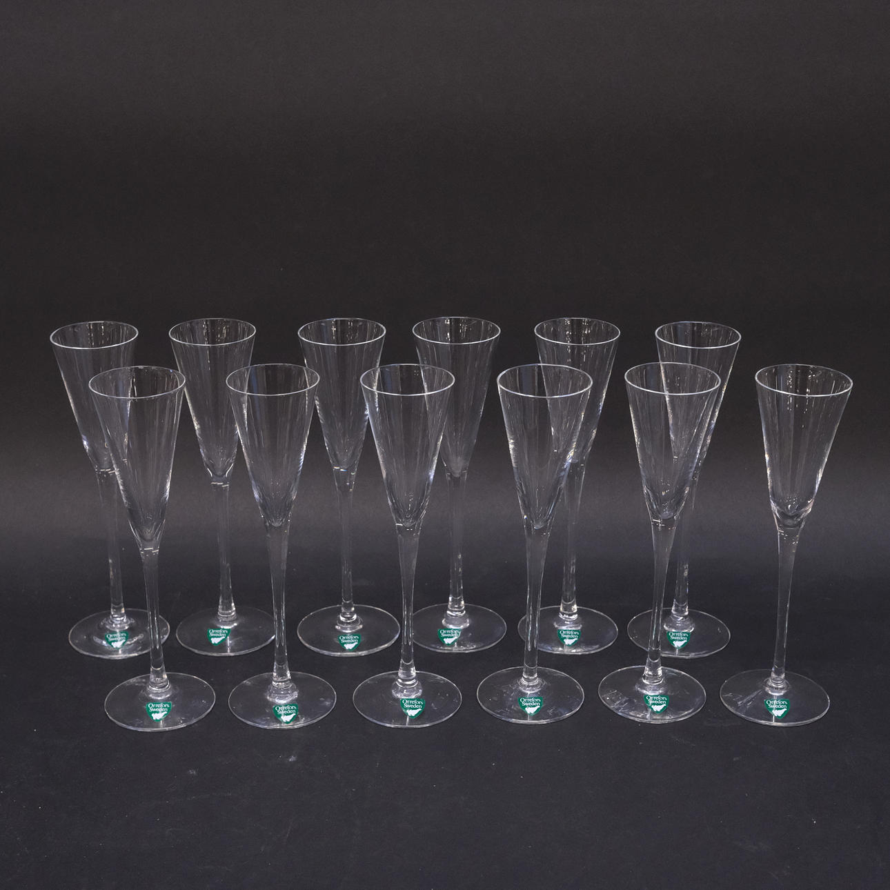 GLASSES, ORREFORS, 12 PIECES.