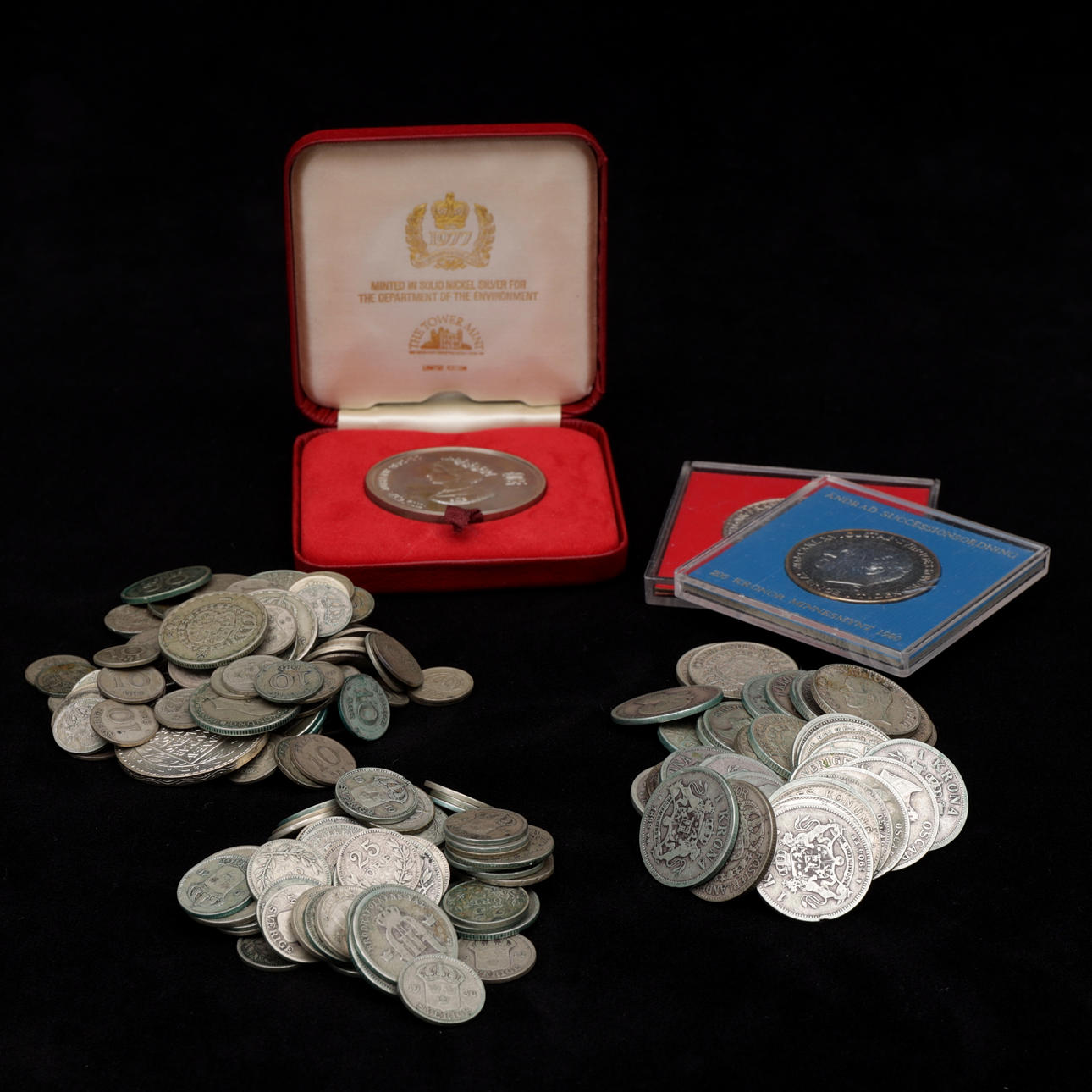 COINS, silver, total weight 802 grams.