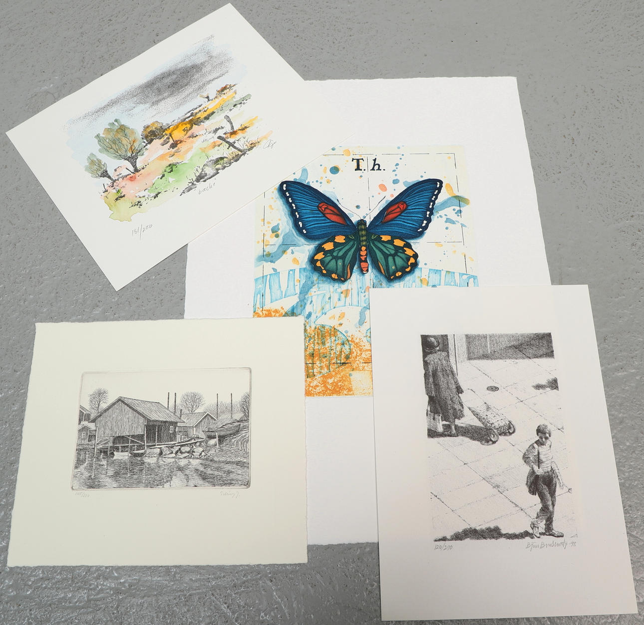 PRINTS, 4 pcs, lithographs and etchings, signed and numbered.