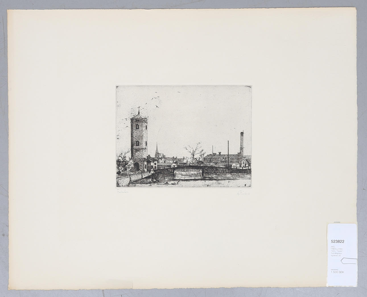AXEL FRIDELL(1894-1935). "Faluån". Torrnålsgravyr, signerad.