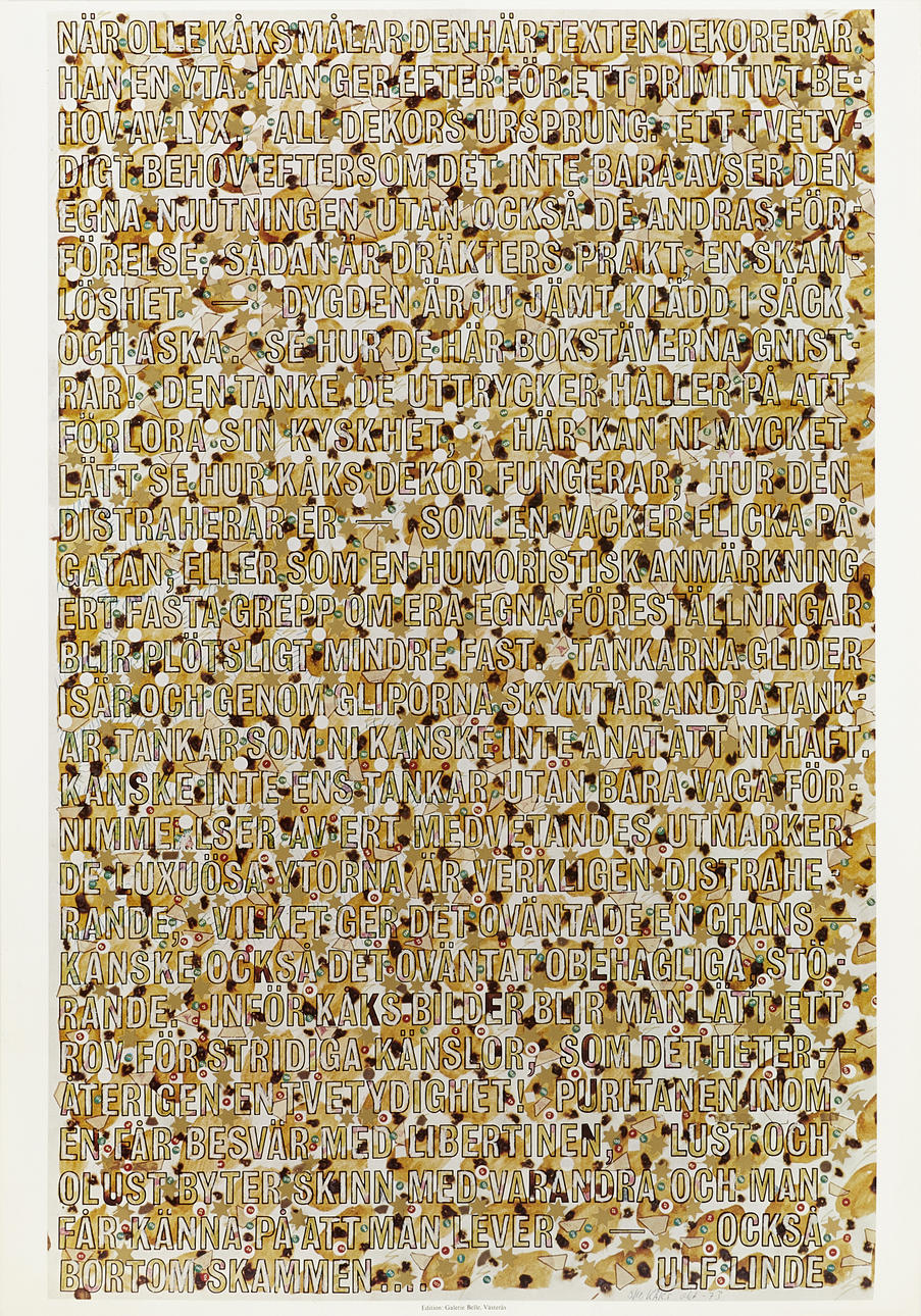 OLLE KÅKS. Utställningsaffisch, Edition Galerie Belle, 1973, Västerås