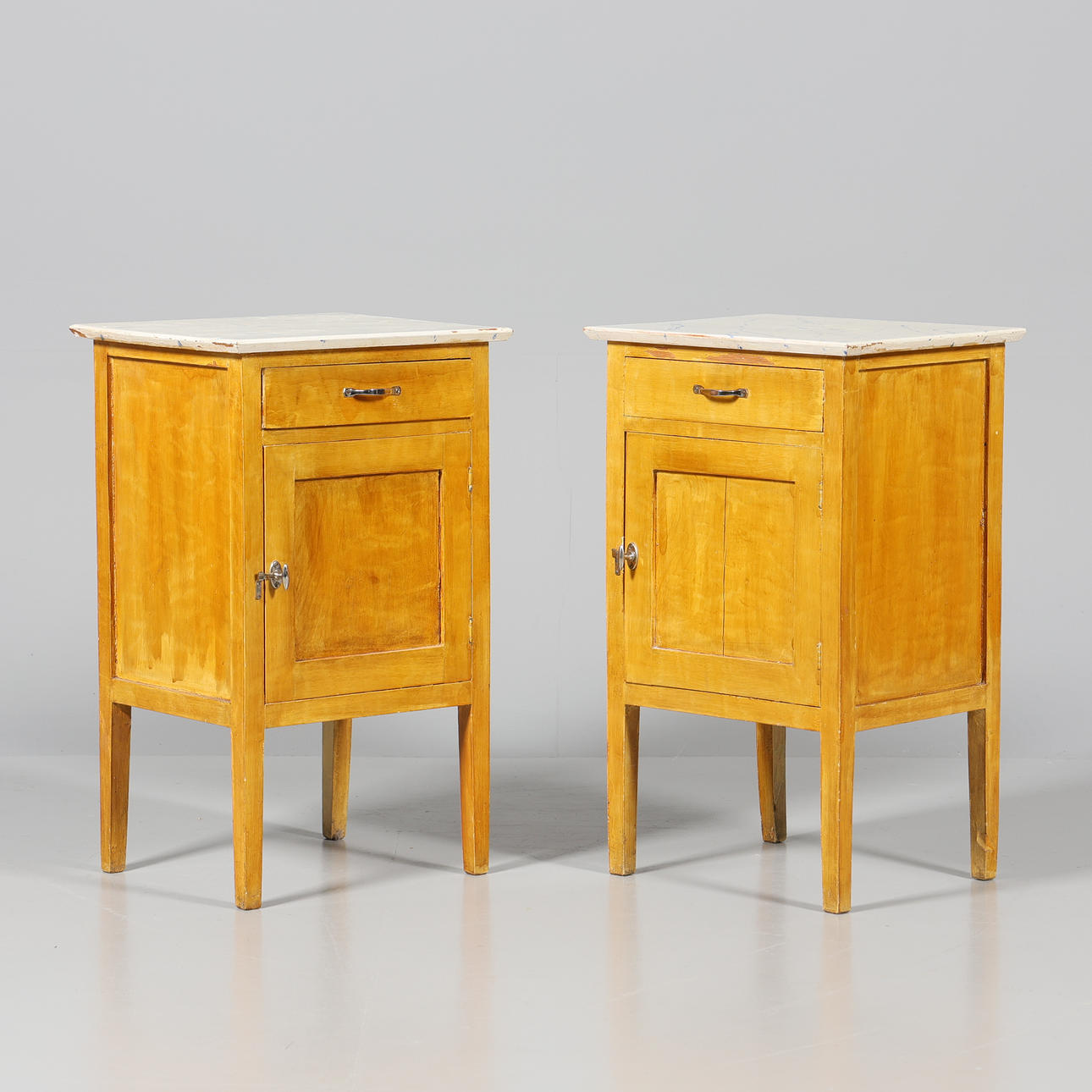BEDSIDE TABLES, A pair, painted, 20th century.