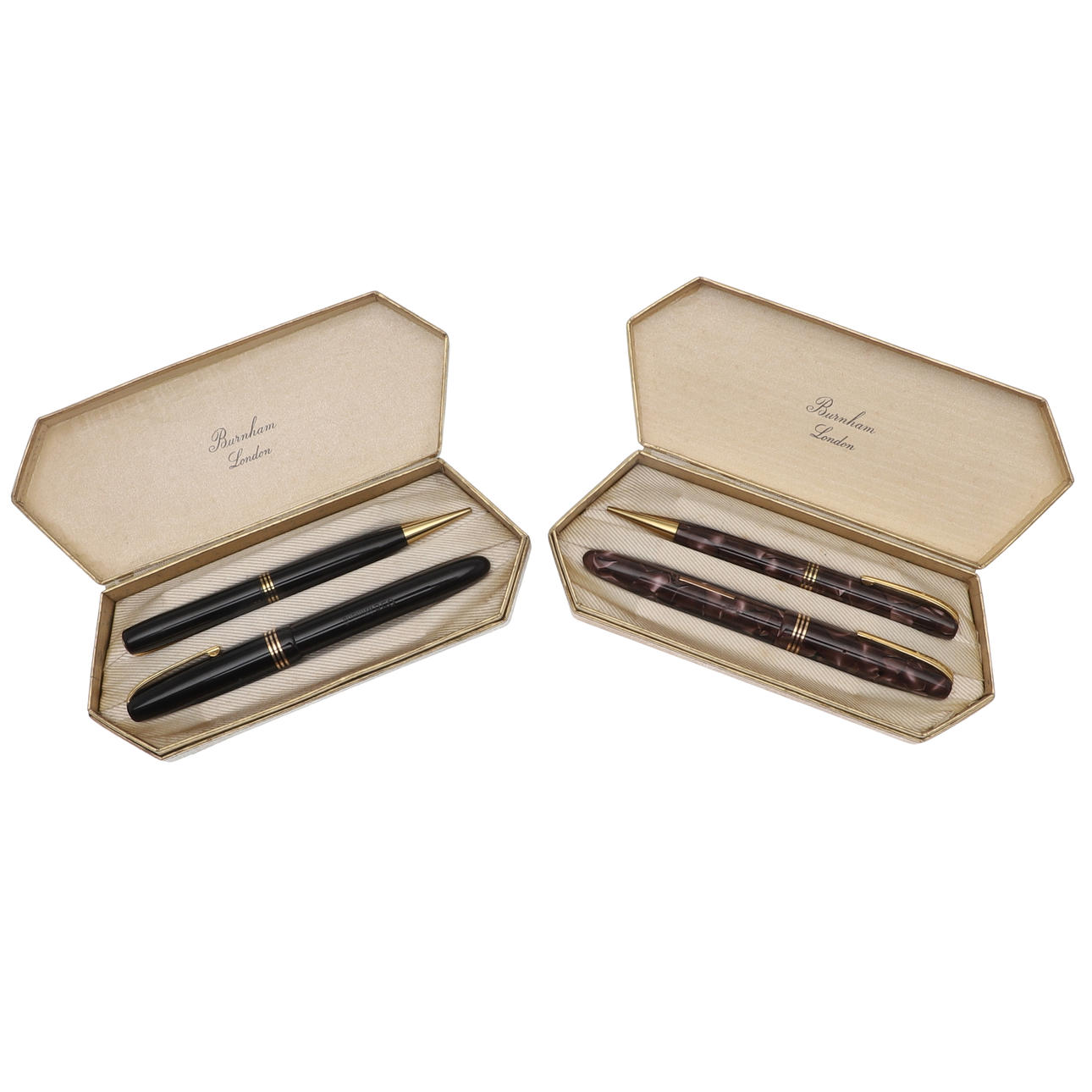 BURNHAM FOUNTAIN PEN SETS.