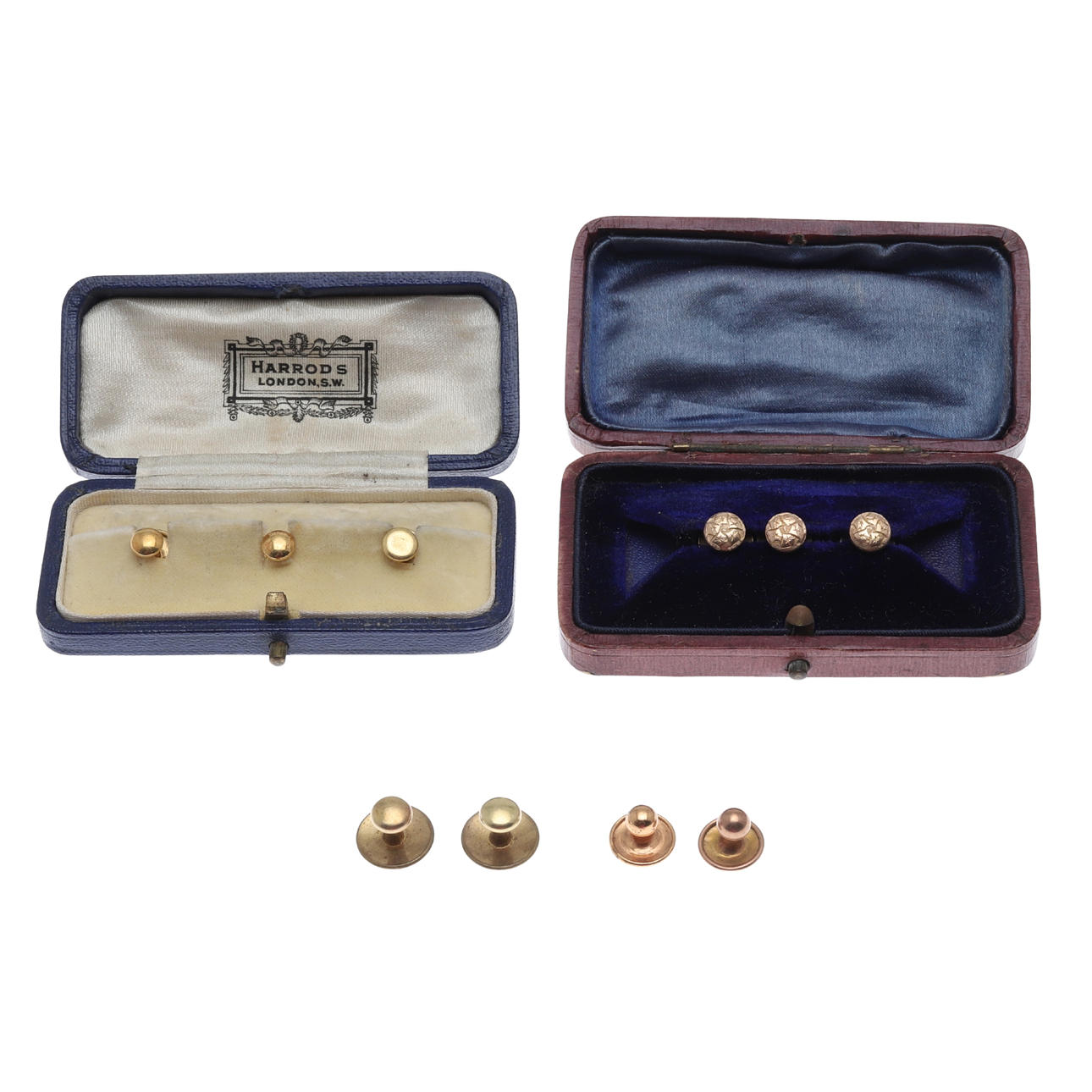 THREE 9CT GOLD DRESS STUDS.