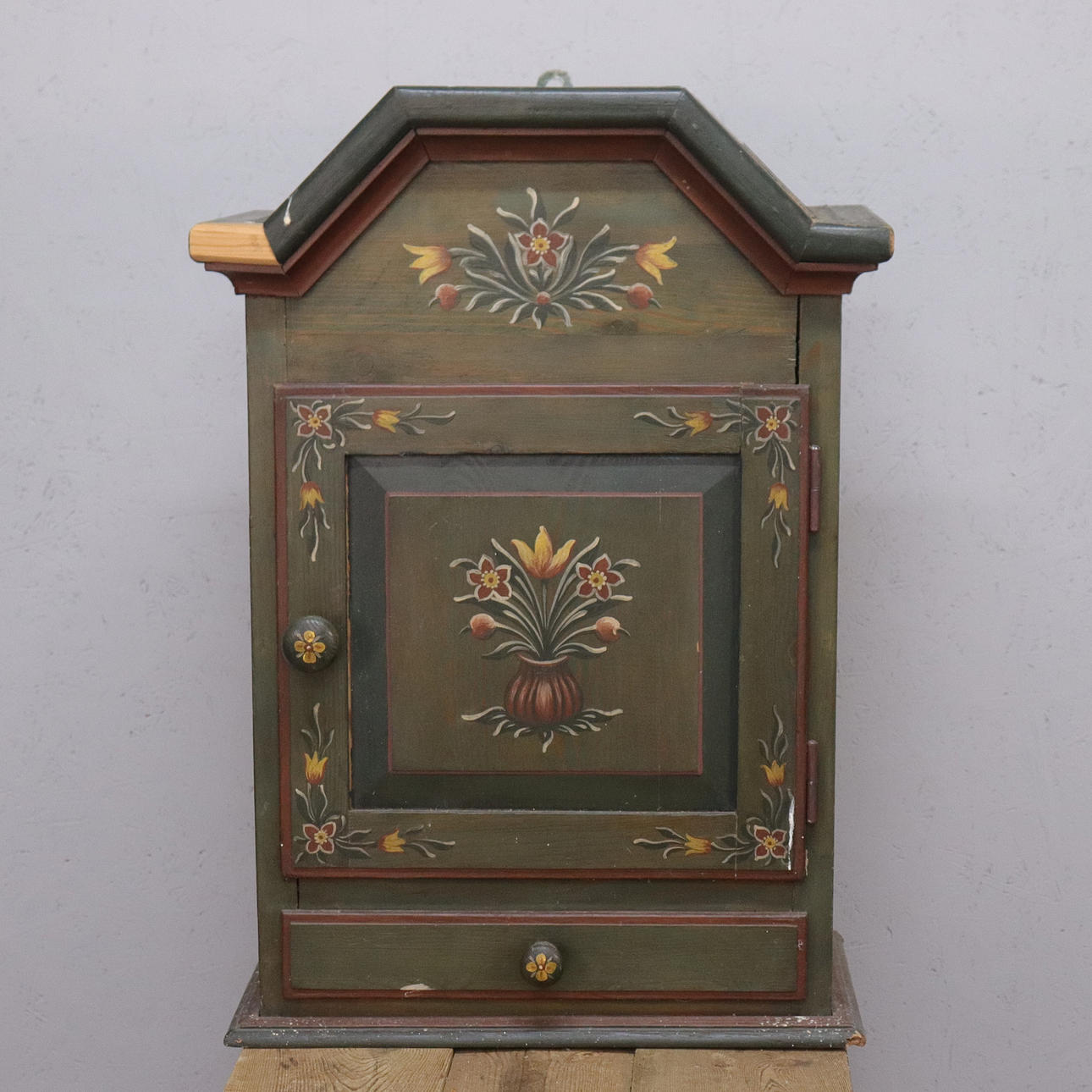 WALL CABINET, folk art, 20th century.