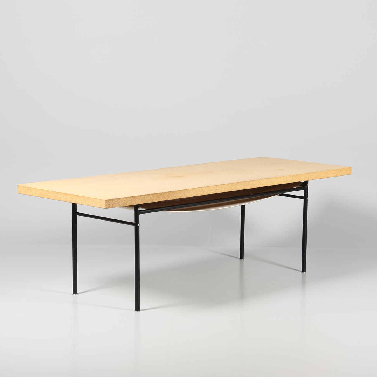 ILSE CRAWFORD. DINING TABLE, "Sinnerlig", Ikea, black-lacquered base, cork tabletop.