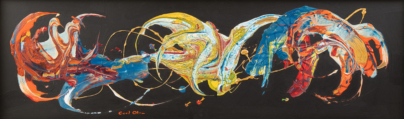 CURT OLSON. Composition, oil on panel, signed.