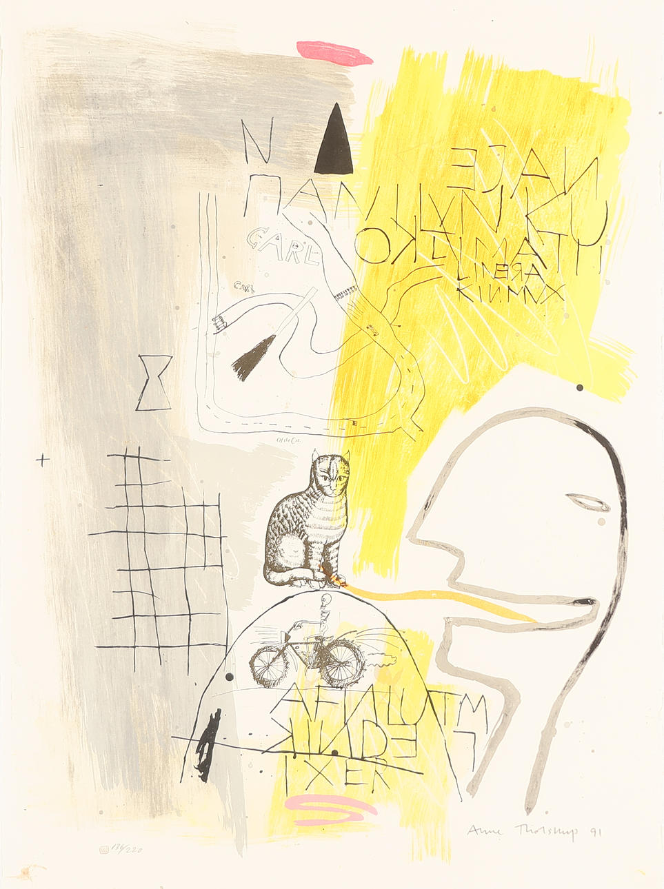 ANNE THOLSTRUP (F. 1952). Composition, lithograph, signed and dated 1991.