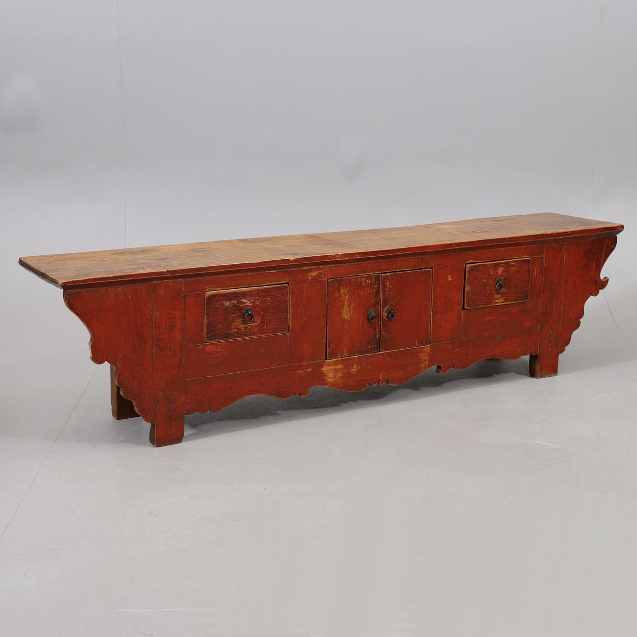 BENCH with cabinet and drawers, 20th century.