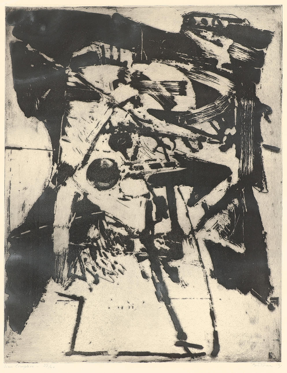 ALBERT BITRAN (1931-2018). Abstract composition, "Lieu Complexe", lithograph, signed and dated 1974.