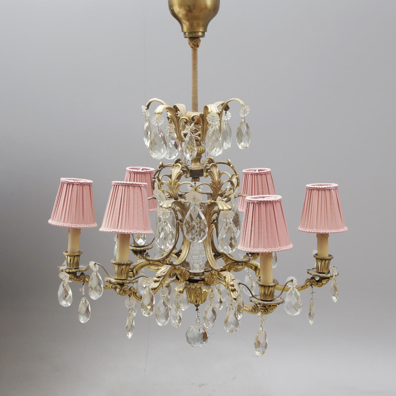 CHANDELIER, glass/metal.