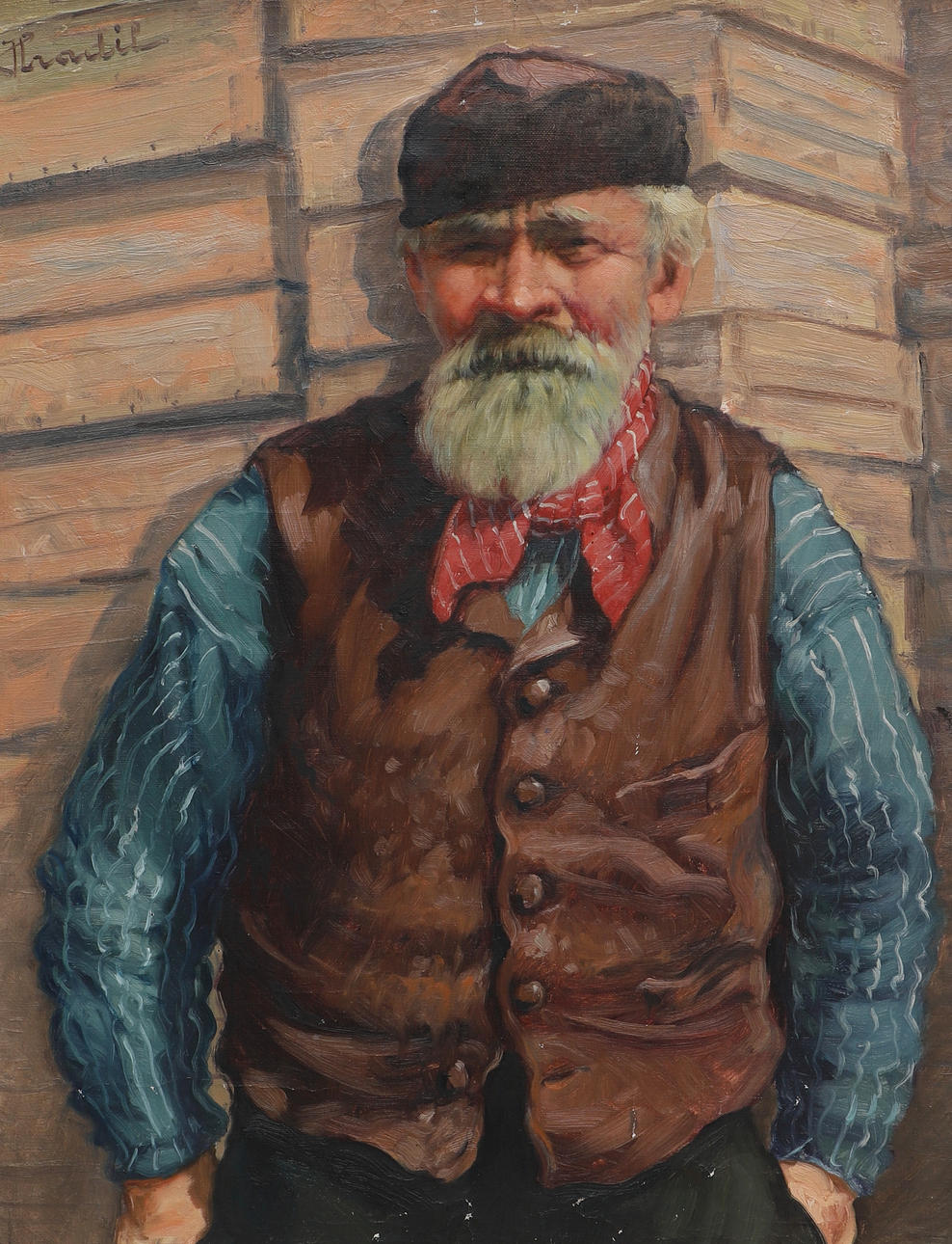 BÉLA HRADIL. Oil on canvas, portrait, signed.