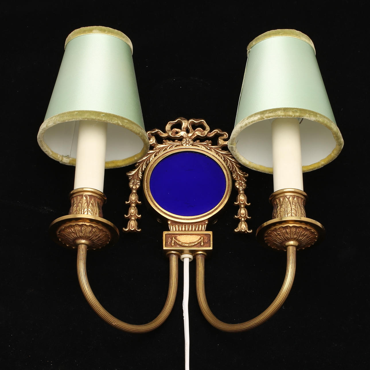 VÄGGLAMPA, mässing/glas, gustaviansk stil, Eskilstuna Bruk.