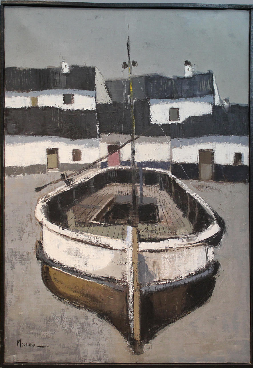 PACO MOENNO. Fiskebåt. Olja på duk. Signerad Moenno.